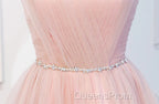 Elegant Short Pink Tulle Evening Prom Dress, Short Pink Tulle Evening Homecoming Dress