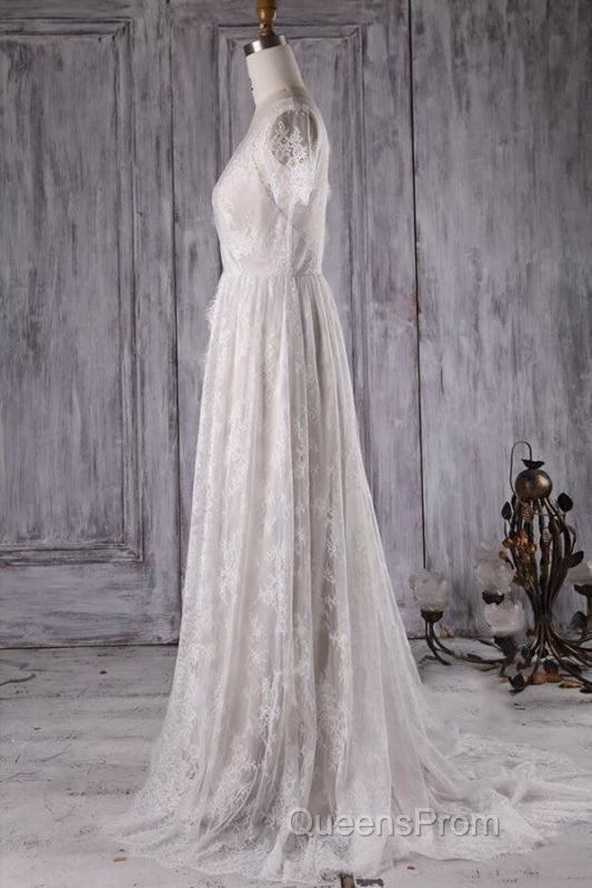 Elegant Short Sleeve A-line Lace Wedding Dress Secondary image