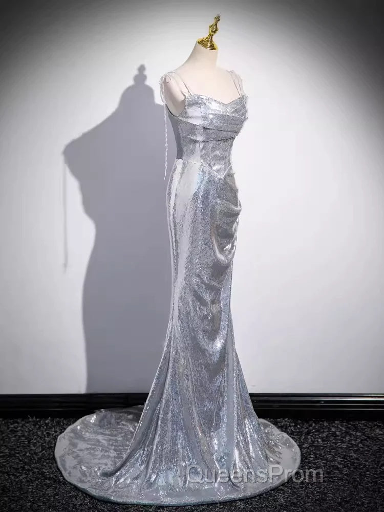 Elegant Silver Sequin Mermiad Evening Prom Dress Long Evening Dress Secondary image