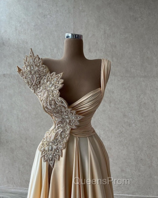 Elegant Sleeveless A-line Evening Prom Dress Long With Split Secondary image