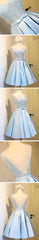 Elegant Sleeveless Deep V Back Appliques Clairvoyant Outfit Satin Skirt Tea Length Homecoming Dress
