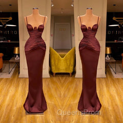Elegant Spaghetti-Straps Mermaid Evening Party Gowns Long Evening Prom Dress