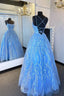 Elegant Straps Blue Appliqued Classy Dress Classy Prom Dress, Classy Evening Dress