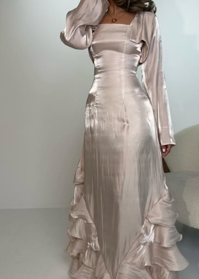 Elegant Straps Pleated Ruffles Long Classy Prom Dress Classy Evening Gown Secondary image