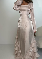 Elegant Straps Pleated Ruffles Long Classy Prom Dress Classy Evening Gown