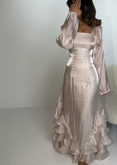 Elegant Straps Pleated Ruffles Long Classy Prom Dress Classy Evening Gown