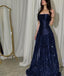 Elegant Straps Sheath Midnight Blue Long Classy Prom Dress Satin Midnight Blue Classy Evening Gowns