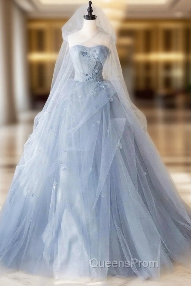 Elegant Sweetheart Evening Prom Dress A-Line Tulle Floor Length Quinceanera Dress