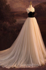 Elegant Tulle Long A-Line Evening Prom Dress, Beautiful Evening Party Dress