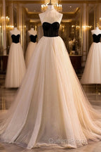 Elegant Tulle Long A-Line Evening Prom Dress, Beautiful Evening Party Dress