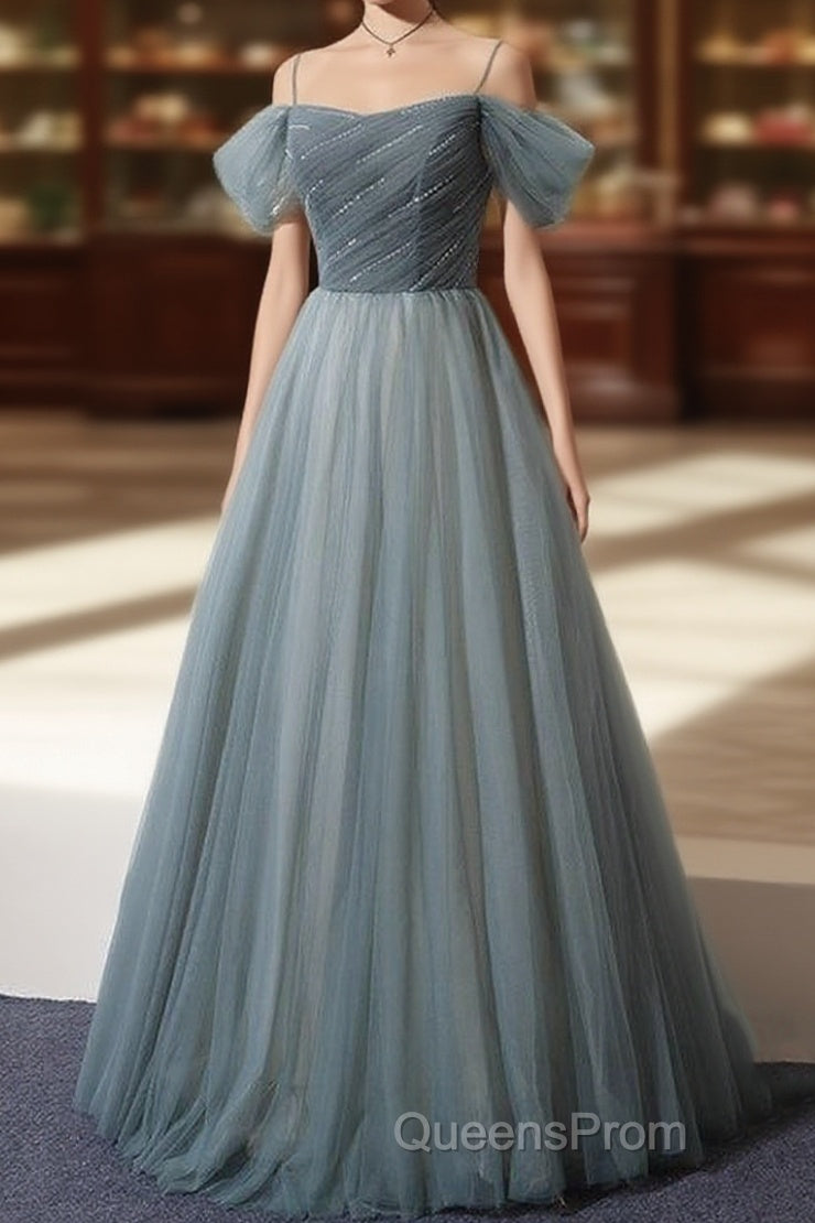 Elegant Tulle Long A Line Evening Prom Dress, Evening Dress Main image