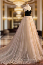 Elegant Tulle Long A-Line Evening Prom Dress, Evening Party Dress