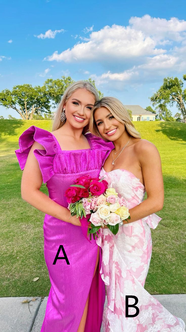 Pink And White Strapless Mermaid Long Classy Prom Dress