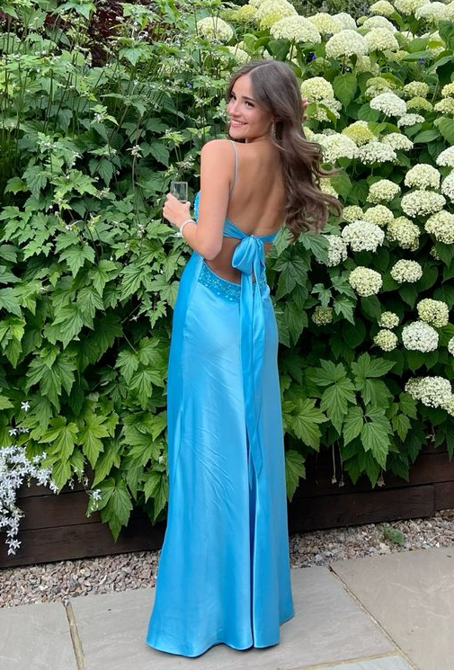 Elegant V-Neck Spaghetti Memriad Long Classy Prom Dress