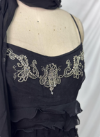 Elegant Vintage Black Mermaid Thin Strap Embroidered Chiffon Long Classy Prom Dress
