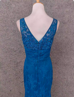 Elegant Vintage Royal Blue V-Neck Lace Long Classy Prom Dress