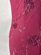 Elegant Vintage Burgundy Beaded Embroidery Thin Strap Mermaid Chiffon Long Classy Prom Dress