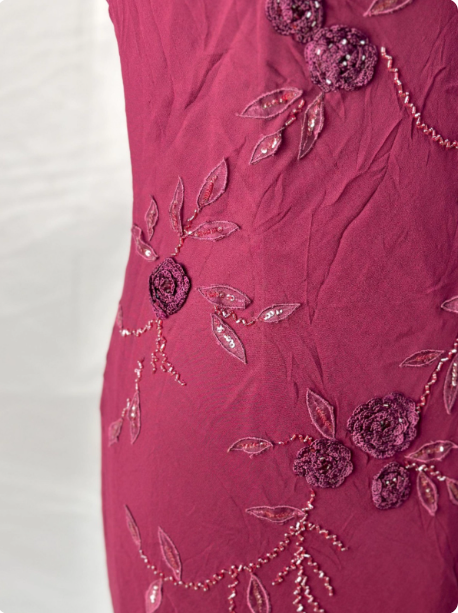 Elegant Vintage Burgundy Beaded Embroidery Thin Strap Mermaid Chiffon Long Classy Prom Dress