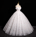 Elegant White 3D Floral Tulle Long Ball Gown Prom Dress Sweet 16 Dress