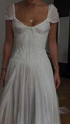 Elegant White A-Line Bride Gowns Enchanted Chiffon Luxury Wedding Dress