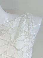 Elegant White A-Line Round Neck Lace Pattern Classy Prom Dress Bridesmaid Dress