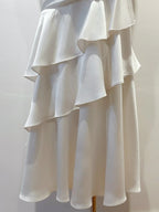 Elegant White Mermaid Ruffle Satin Classy Prom Dress Bridesmaid Dress