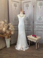 Elegant White Mermaid Sleeveless Beaded Chiffon Long Classy Prom Dress