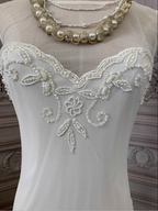 Elegant White Mermaid Sleeveless Beaded Chiffon Long Classy Prom Dress