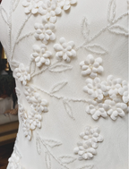 Elegant White Mermaid Spaghetti Strap U-Neck 3D Foral Embroidery Chiffon Classy Prom Dress