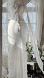 Elegant White Strap Herringbone Beaded Chiffon Prom Gown Classy Prom Dress