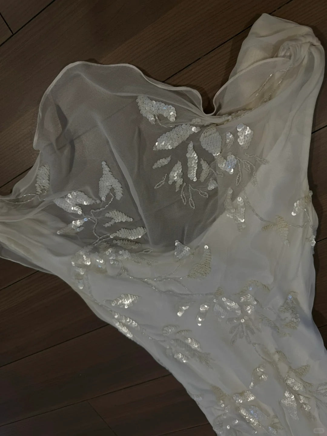 Elegant White Swing Neck Sequin Chiffon Long Classy Prom Dress