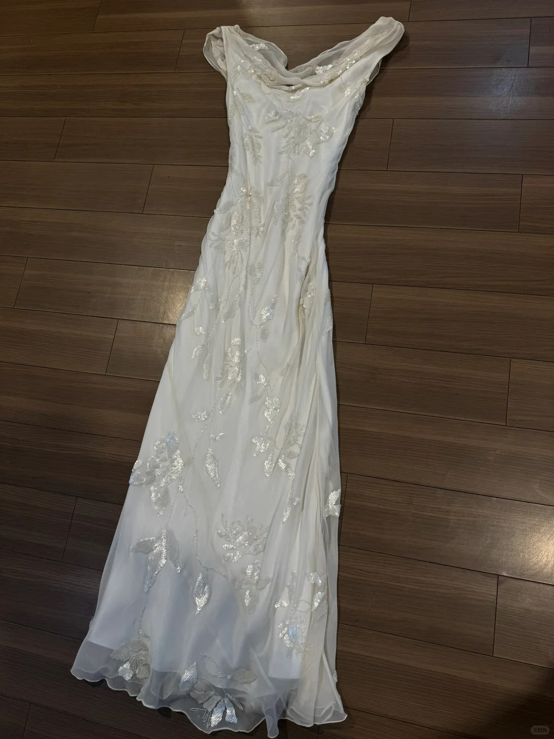 Elegant White Swing Neck Sequin Chiffon Long Classy Prom Dress