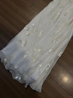 Elegant White Swing Neck Sequin Chiffon Long Classy Prom Dress