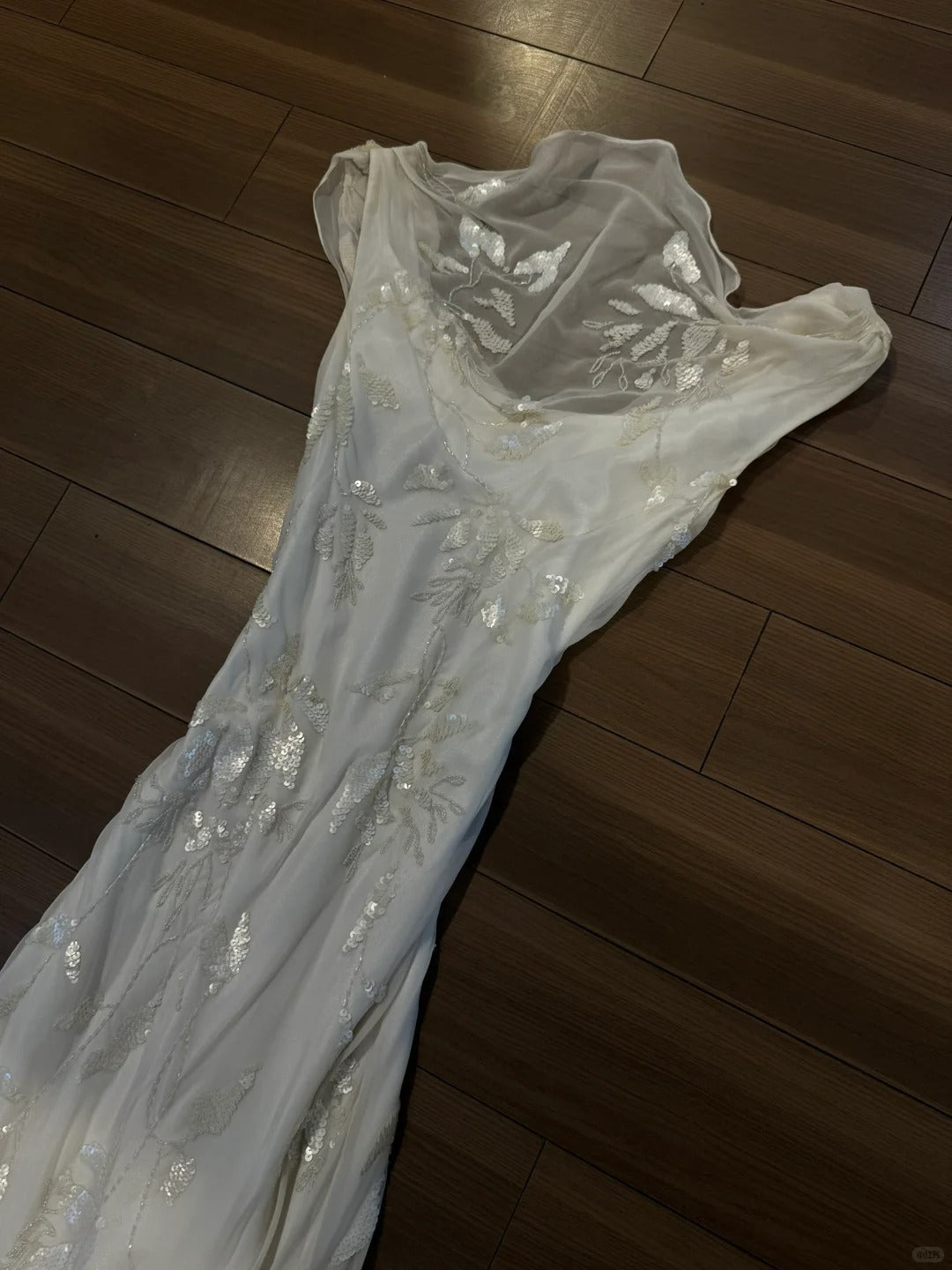Elegant White Swing Neck Sequin Chiffon Long Classy Prom Dress Main image