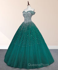 Emerald Green Sequin Evening Prom Dress Beaded Quinceanera Dress