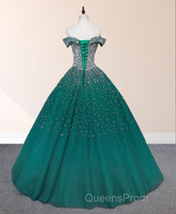 Emerald Green Sequin Evening Prom Dress Beaded Quinceanera Dress