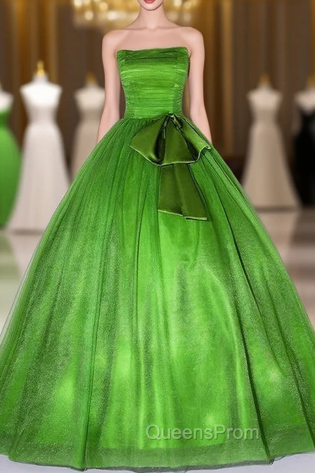 Emerald Green Tulle Strapless Pleats Quinceanera Dress Main image
