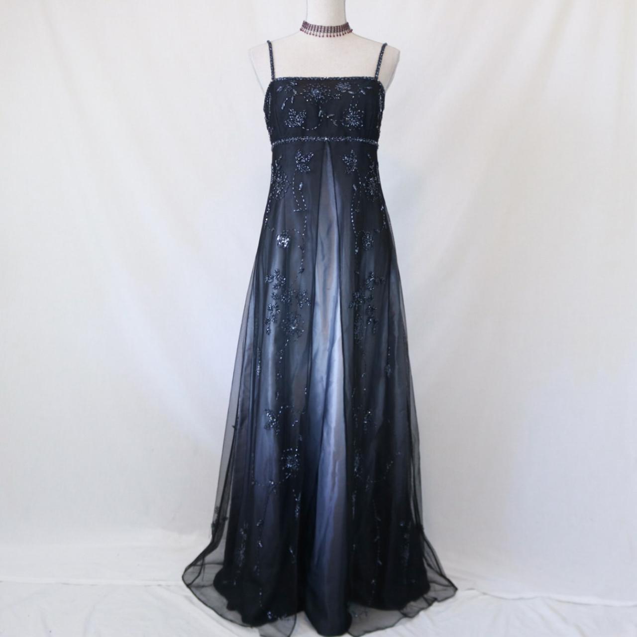 ¥â‚?Empire Dress Vintage Silver And Black Glitter Ombre Beaded High-Waisted Long Tulle Classy Prom Dress Classy Evening Dress Party Dress