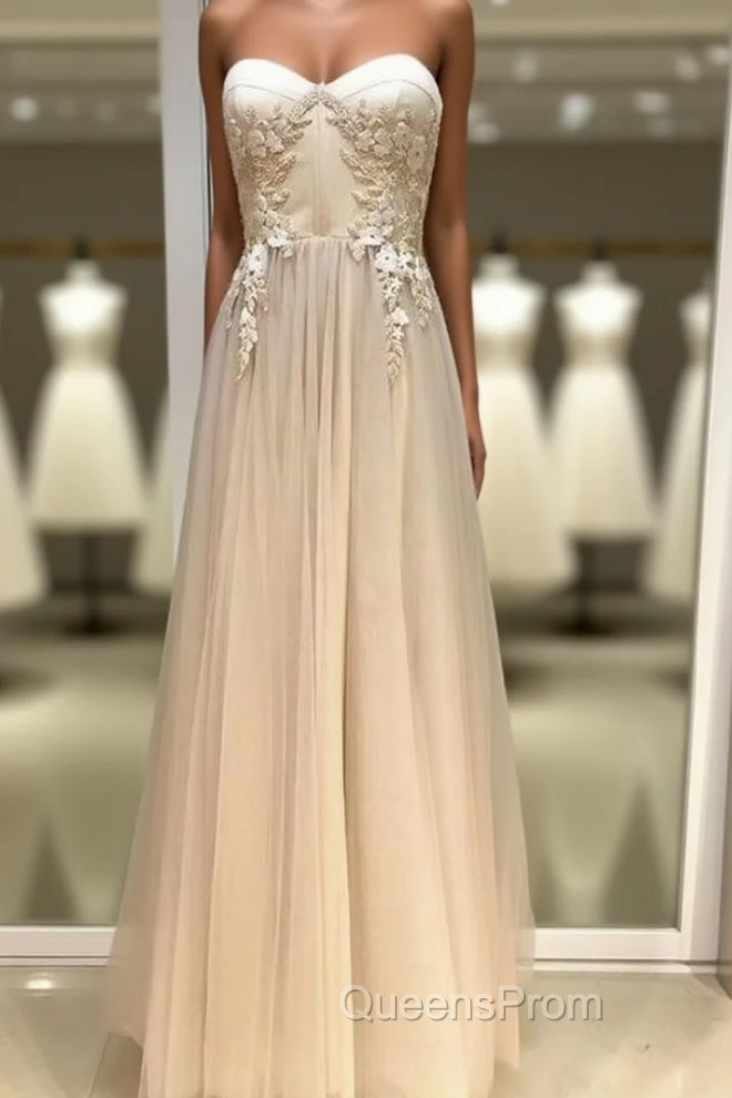 Empire Sleeveless Sweetheart Floor-Length With Applique Tulle Dress Main image