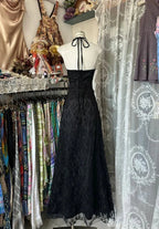 Sweet Black Halter A-Line Chiffon&Tulle Open Back Classy Prom Dress Birthday Dress