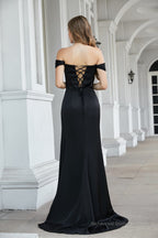 Engerla Sexy High Slit Mermaid Evening Dress Off The Shoulder Shower Party Dress Pageant Celebrity Gown