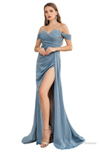 Engerla Sexy High Slit Mermaid Evening Dress Off The Shoulder Shower Party Dress Pageant Celebrity Gown