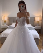 Ethereal Wedding Dress Ball Gown Off The Shoulder Tulle White Wedding Dress Bridal Gowns