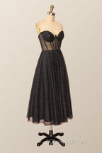 Green Corset A-line Tea Length Dress
