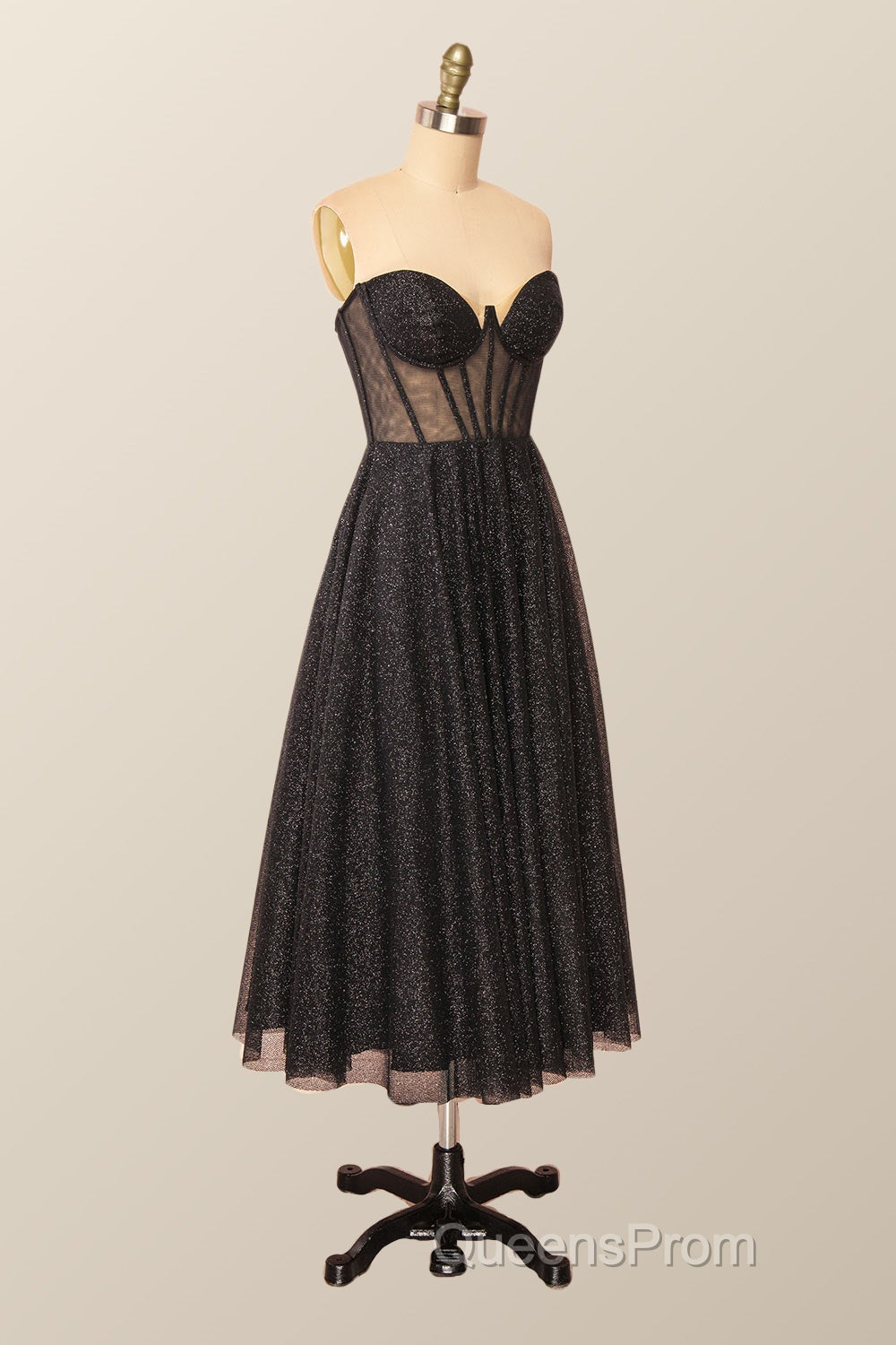 Green Corset A-line Tea Length Dress
