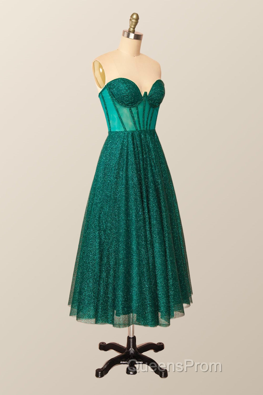 Green Corset A-line Tea Length Dress Secondary image