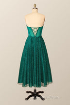Green Corset A-line Tea Length Dress