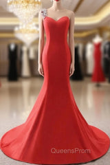 Evening Dress Red Elegant Floor-length Party Evening Prom Dress With Bow