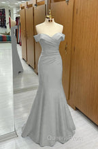 Long Navy Evening Prom Dress Mermaid Off-the-Shoulder Sweetheart Sleeveless