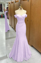 Long Navy Evening Prom Dress Mermaid Off-the-Shoulder Sweetheart Sleeveless